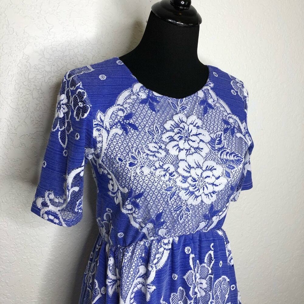ASOS Maternity blue white floral crochet overlay dress size 4 - Picture 2 of 12